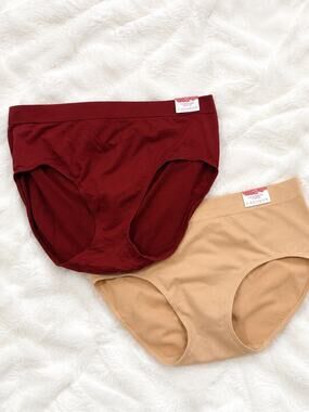 NWT Cacique The Smoother Hipster Panties Bundle 2 Pack Burgundy Nude 18/20